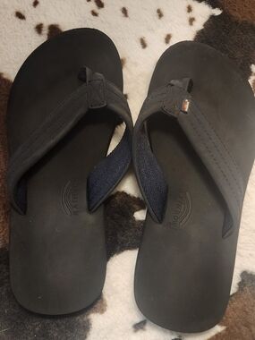 Kids Rainbow Flip Flops - Black 4/5